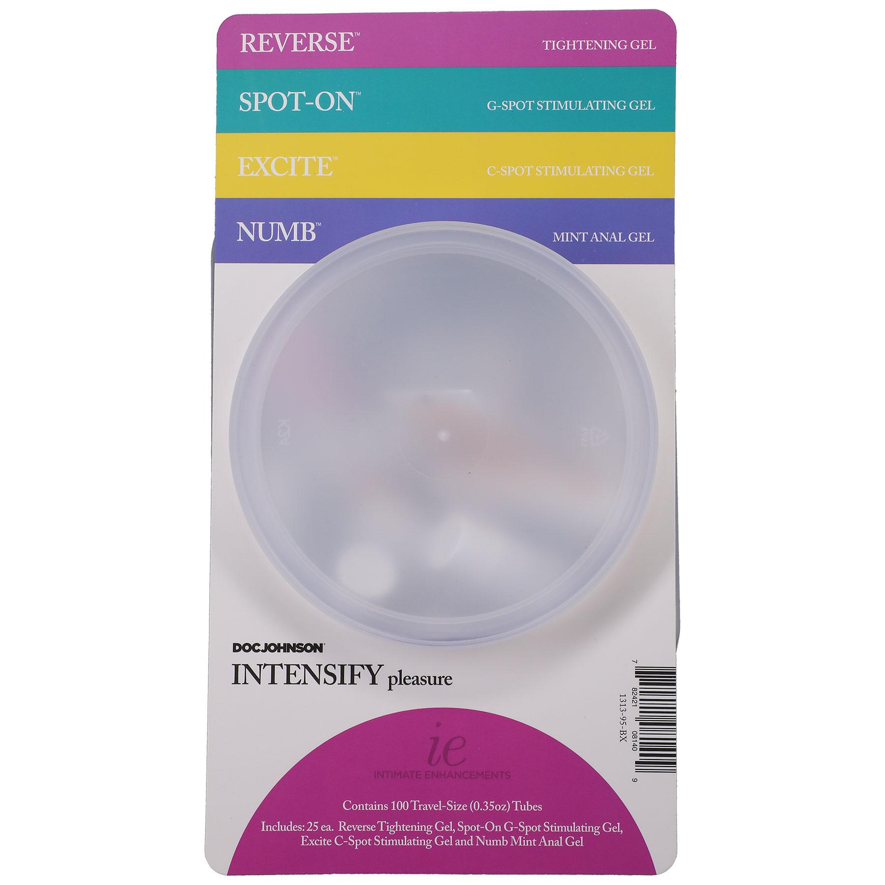 Intimate Enhancements - Intensify Pleasure - Fishbowl Display - 100 Pieces - 0.35 Oz Tubes