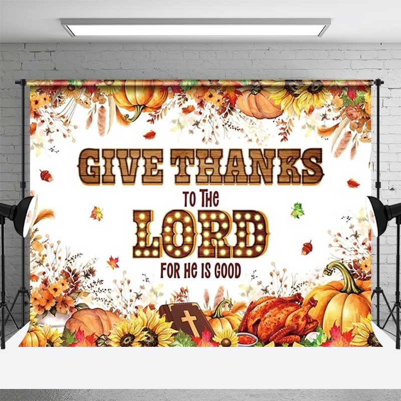 Aperturee Religious Thanksgiving Backdrop, Autumn Harvest Sign, Church Event Props