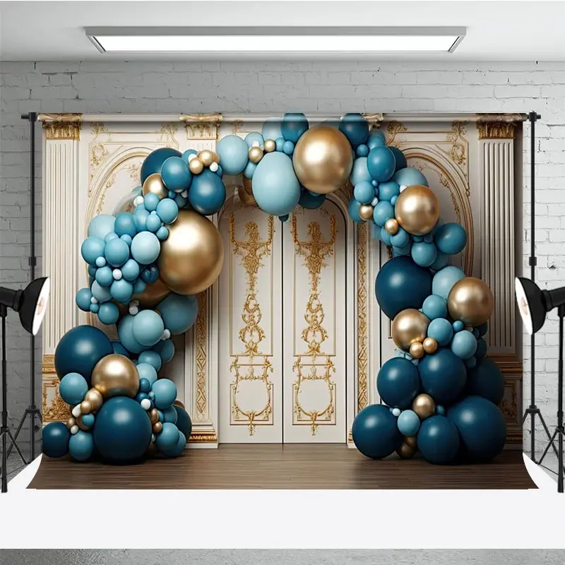 Aperturee Luxury Beige Gold Wall Arch Balloons Photo Backdrop, 3X2FT(1MX0.6M), 14 USD, birthday cake smash backdrops, DCHD1K32-M