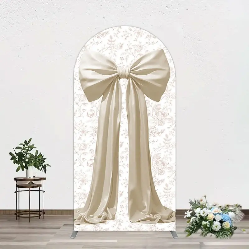 Aperturee Floral Sweet White Bow Happy Birthday Arch Backdrop, 1.6 x 4 ft (0.5 x 1.2 m), 98.18 USD, arch backdrop kit, DMGD0Y78-AJ
