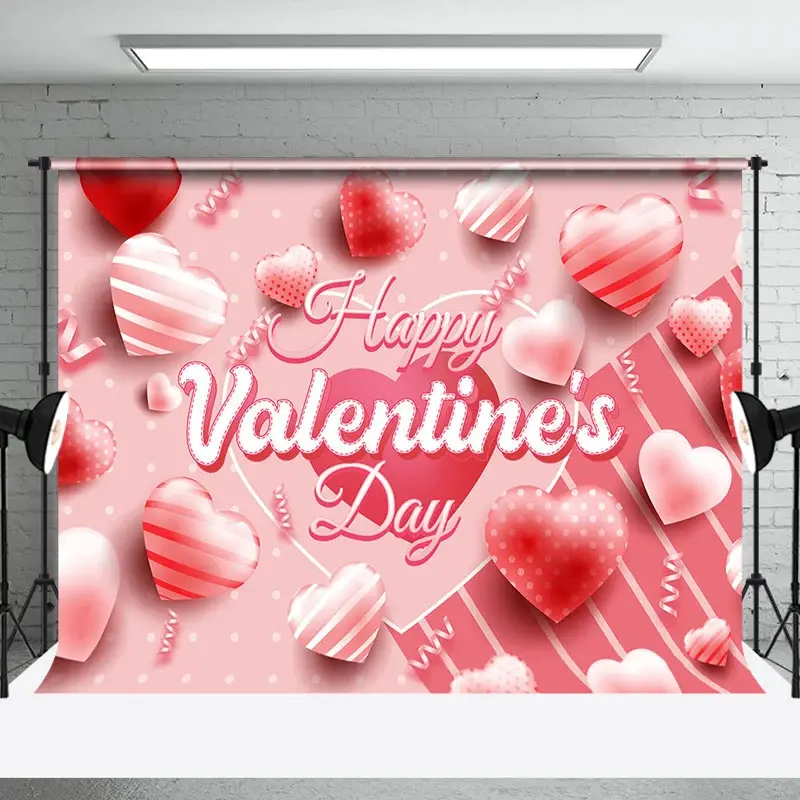 Aperturee Pink Romantic Love Hearts Valentines Day Backdrop | Diy Valentine Photo Backdrop | Valentine Photo Backdrop | Happy Valentines Day Banner