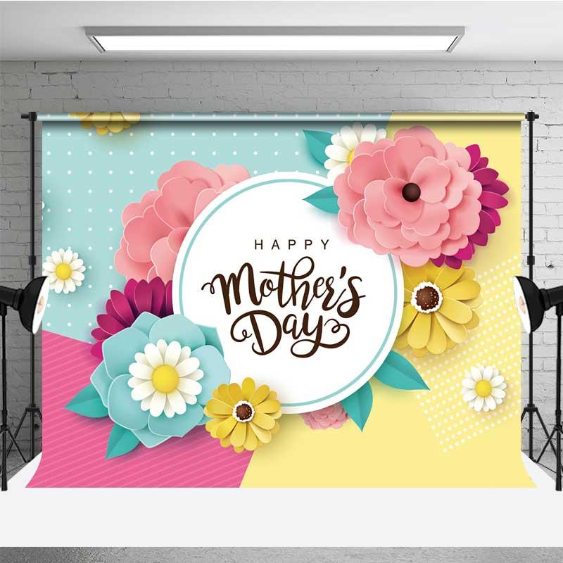 Aperturee Happy Mothers Day Backdrop Colorful Floral Photography Prop
