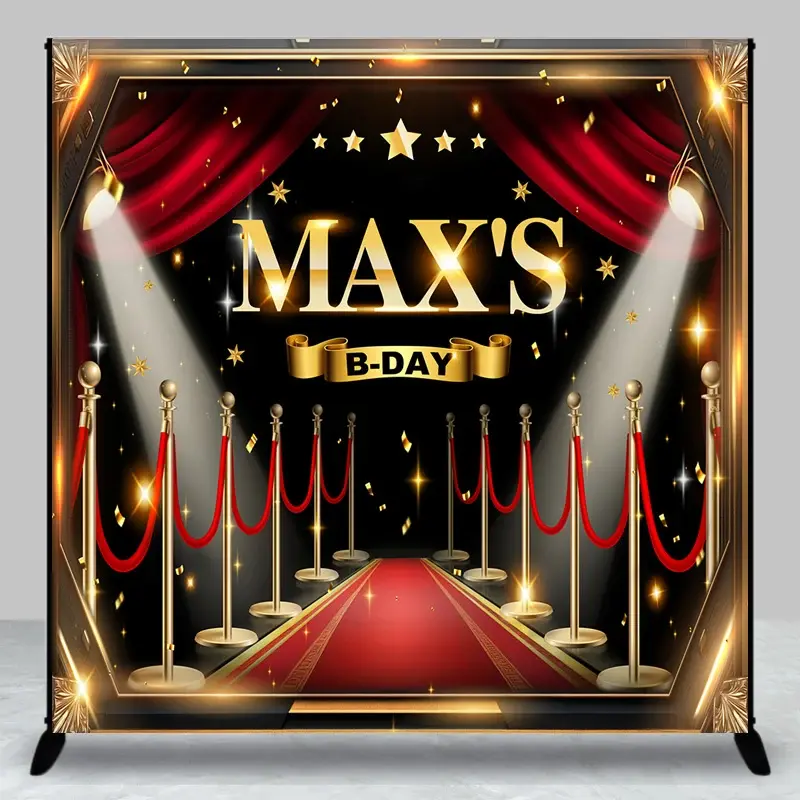Aperturee Custom Birthday Backdrop, Personalized Red Carpet Hollywood Theme Stage Studio Prop