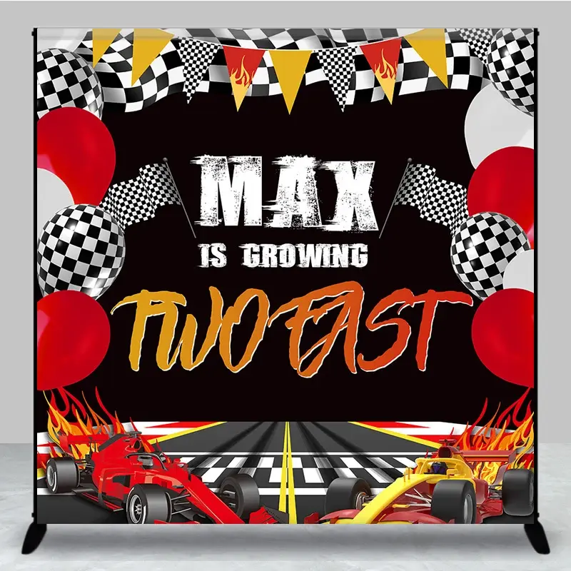Aperturee Growing Two Fast Racer Game Custom Birthday Backdrop, 3X3FT(1X1M), 15 USD, custom birthday backdrops, DZAMZ1000-O