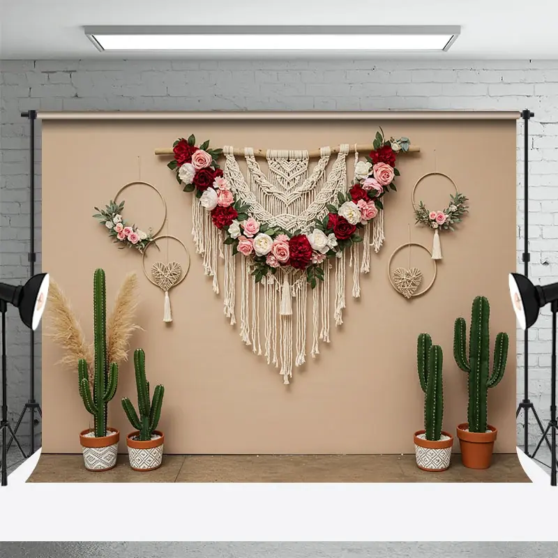 Aperturee Boho Floral Cactus Sweet Lovely Wedding Backdrop, 3X2FT(1MX0.6M), 14 USD, wedding backdrops, ENHD4L34-M