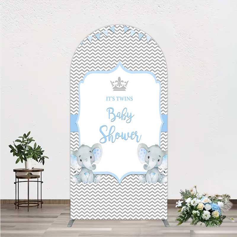 Aperturee Blue Elephant Twins Arch Backdrop, Baby Shower Prop, Arch Stand Cover