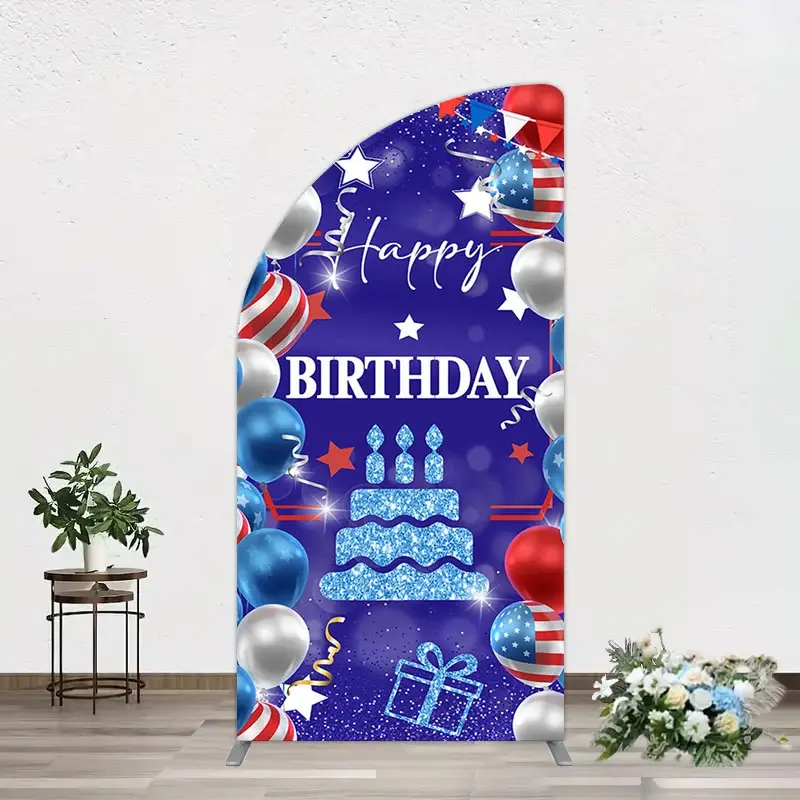 Aperturee National Flag Balloons Sweet Birthday Half Moon Arch Backdrop, 1.6 x 4 ft (0.5 x 1.2 m), 98.18 USD, arch backdrop kit, GYZHD1P80YL-AJ