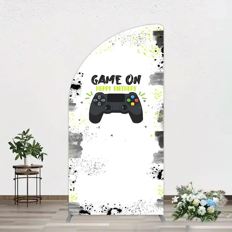 Aperturee Game On Happy Birthday Sweet Simple Half Moon Arch Backdrop, 1.6 x 4 ft (0.5 x 1.2 m), 98.18 USD, arch backdrop kit, GZH0E609YL-AJ