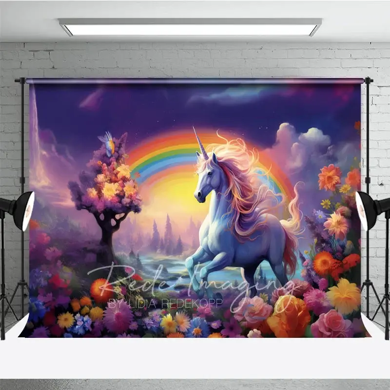 Aperturee Fairy Wonderland Colorful Unicorn Cake Smash Backdrop, 3X2FT(1MX0.6M), 14 USD, birthday cake smash backdrops, LRHD1K77-M
