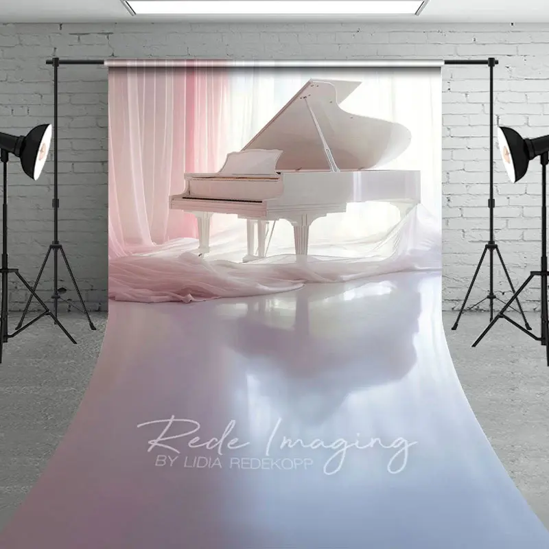 Aperturee Elegant Pink Curtain Piano Maternity Sweep Backdrop, 5 x 7 ft (1.5 x 2.1 m), 42 USD, sweep backdrops, LRSD2K05-D