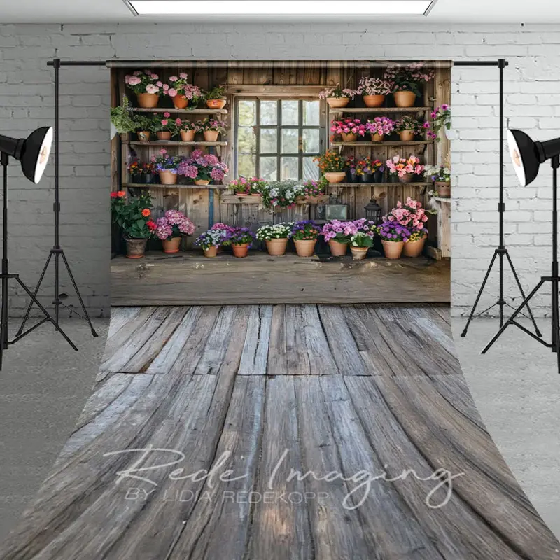 Aperturee Spring Rural Wooden Flower Shack Sweep Photo Backdrop, 5 x 7 ft (1.5 x 2.1 m), 42 USD, sweep backdrops, LRSD3K27-D