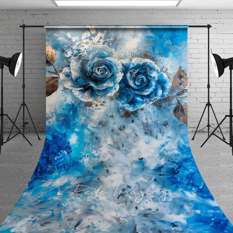 Aperturee Blue Rose Fine Art Sweep Photo Backdrop Texture Photo Background