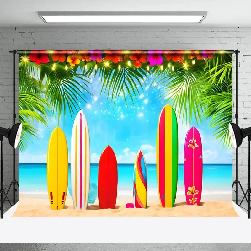 Aperturee Hawaiian Beach Surfboard Summer Photography Backdrop, 3X2FT(1MX0.6M), 14 USD, summer backdrops, NYHD11429835-M