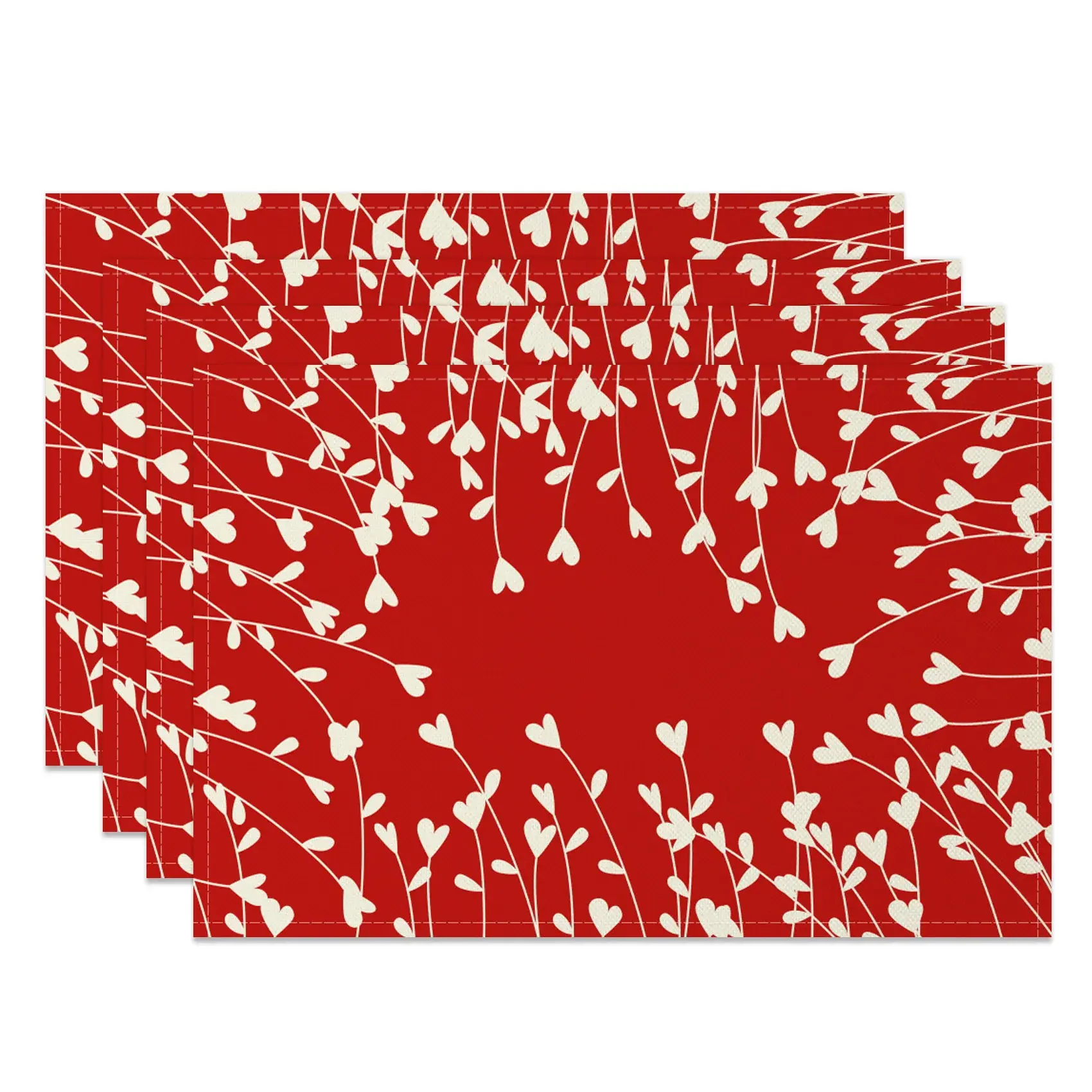 Aperturee Romantic Red Love Valentines Day Set Of 4 Placemats, 14x12 Inch, 15.8 USD, NYJY00402-S, placemats