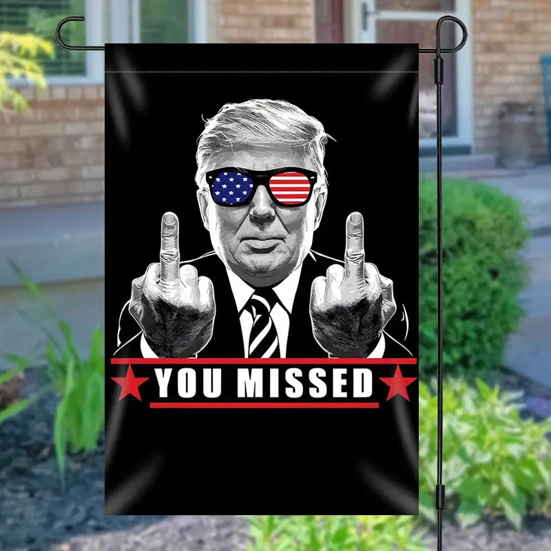 Aperturee You Missed Funny Trump Usa Sunglasses Garden Flag | Large Outdoor Garden Flags | Unique Outdoor House Flags | Large Decorative Yard Flags