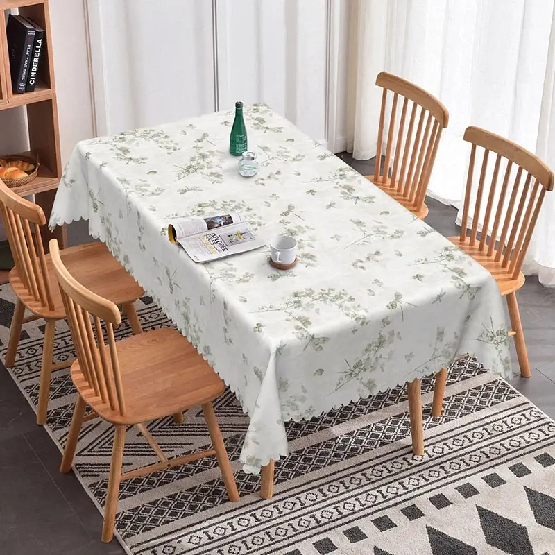 Aperturee Watercolor Herbal Wildflower Rectangle Tablecloth Vintage Prop