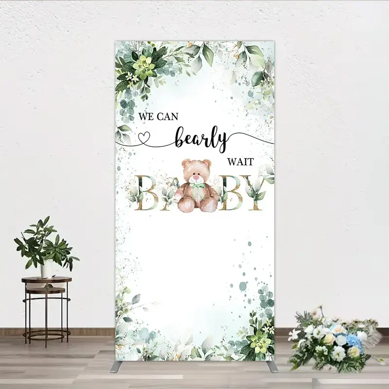 Aperturee Bearly Wait Arch Backdrop, Teddy Bear Eucalyptus Greenery Baby Shower Party Studio