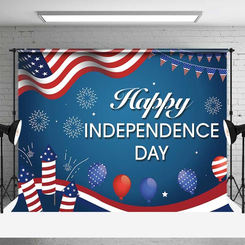 Aperturee Happy Independence Day Backdrop American Flag and Fireworks Photography Background Professional Prop