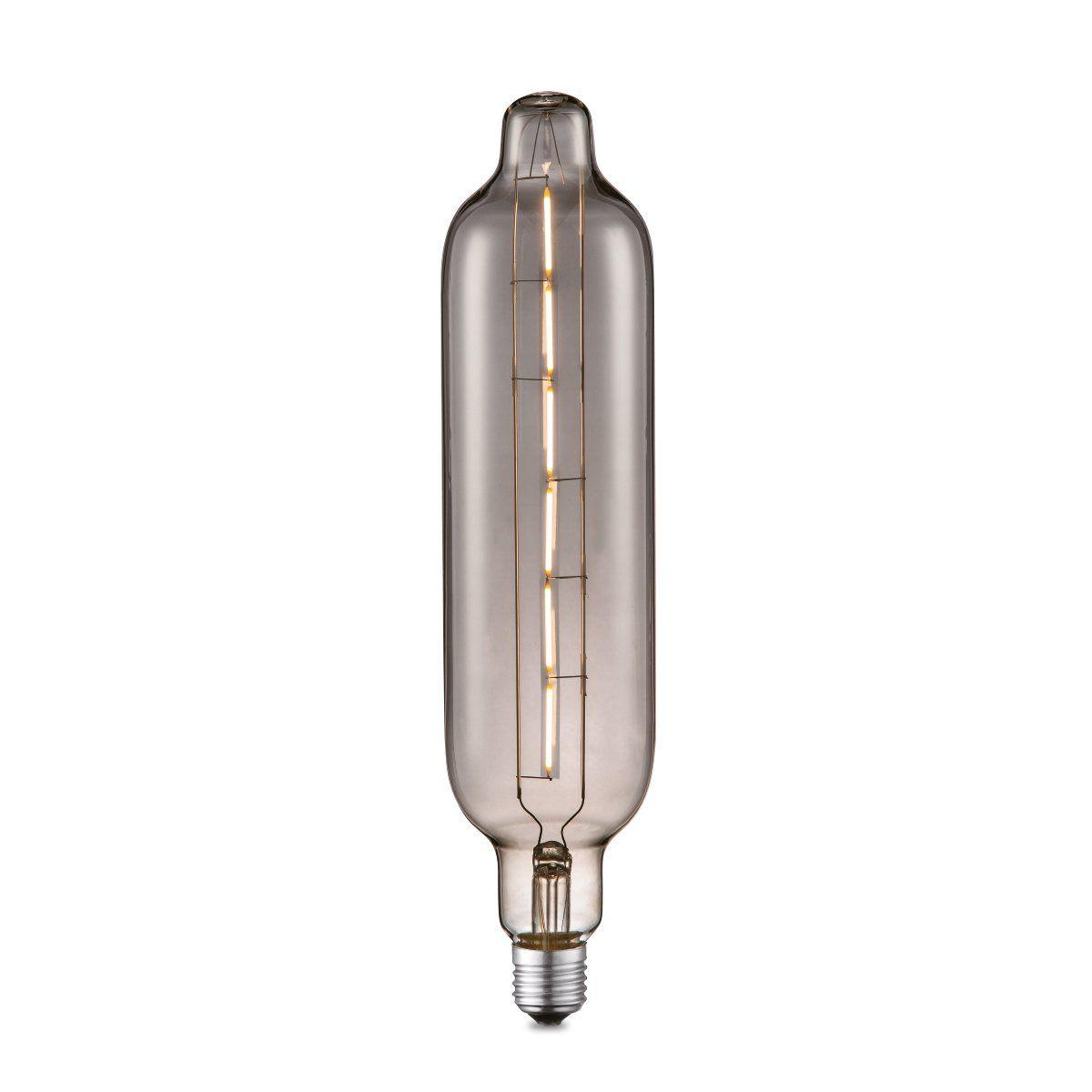 Edison Vintage LED filament lichtbron Carbon - Rook - G78 Tube - Retro LED lamp - 7.8/7.8/33cm - geschikt voor E27 fitting - Dimbaar - 5W 140lm 1800K - warm wit licht