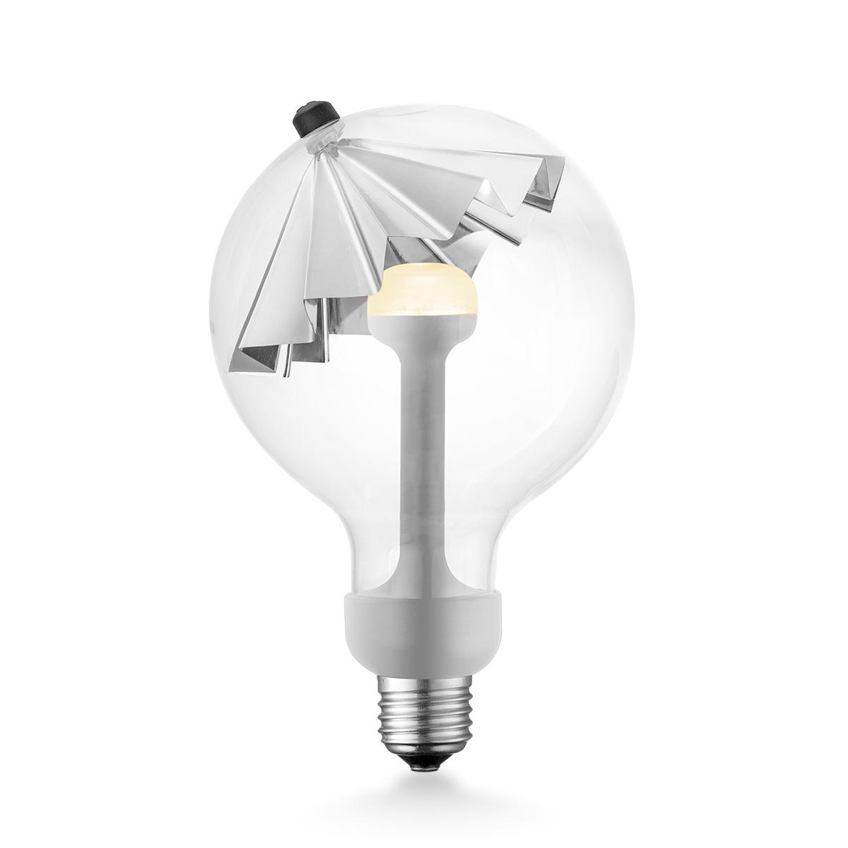 Design LED Lichtbron Move Me - Zilver - G120 Umbrella LED lamp - 12/12/18.6cm - Met verstelbare diffuser via magneet - geschikt voor E27 fitting - Dimbaar - 5W 400lm 2700K - warm wit licht