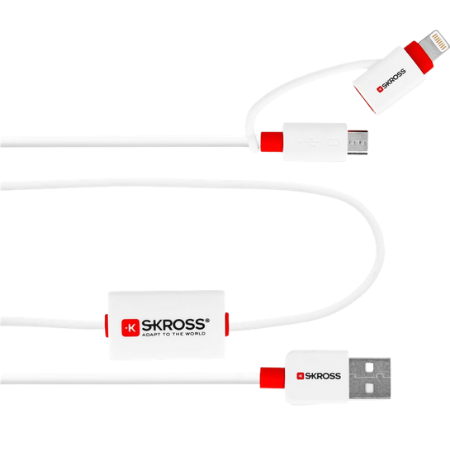 Skross Buzz 2in1 Charge'n Sync Alarm USB-A 2.0 to Lightning & USB Micro - 1 m