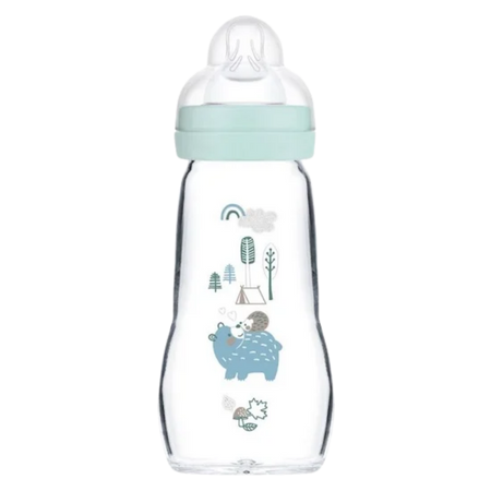 MAM Feel Good Sky Hedgehogs Glass Feeding Bottle – 260 ml