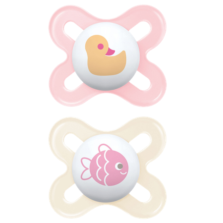MAM Start Pink Cute Duck & Fish Design 0-2m Pacifier – 2 pcs