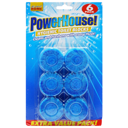 PowerHouse Hygienic Blue Toilet Blocks – 6 Pack