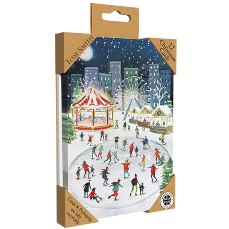 Tom Smith Luxury Christmas Card Ice Skating Rink - 12 pcs
