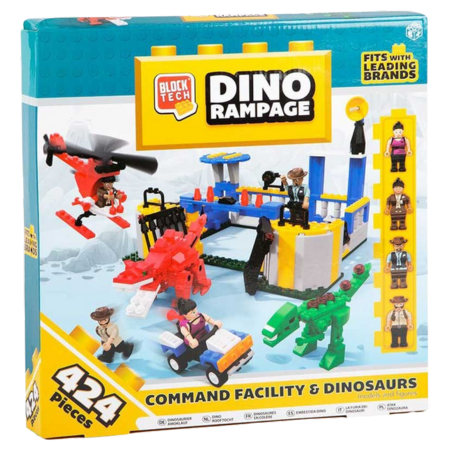 Block Tech Dino Rampage Command Facility & Dinosaurs – 424 pcs