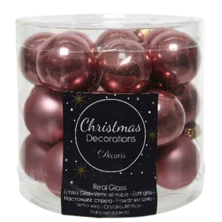 Decoris Mini Christmas baubles Glass Pink - 24 pcs