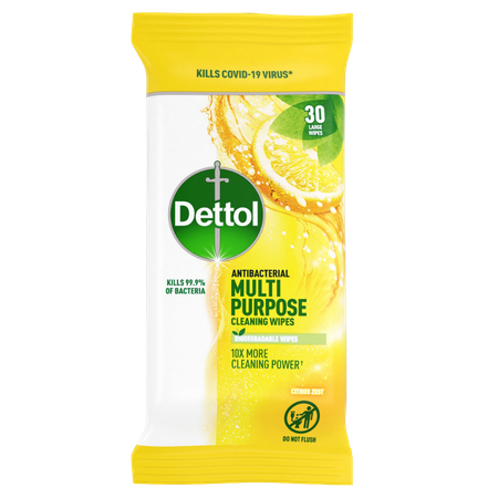 Dettol Citrus Zest Antibacterial Multi Purpose Cleaning Wipes - 30 pcs