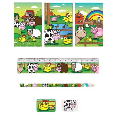Fun Stationery Farm Animals Stationery Set – 5 Pcs