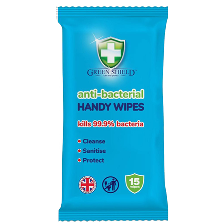 Green Shield Anti-Bacterial Wipes - 15 pcs
