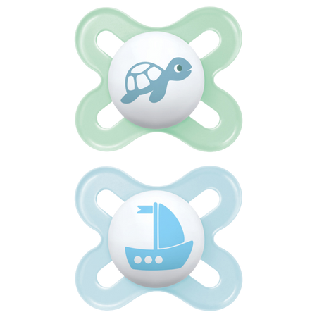 MAM Start Blue Cute Turtle & Sailboat Design 0-2m Pacifier – 2 pcs