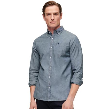 Superdry Vintage Wash Oxford Shirt - Indigo Chambray - 2XL