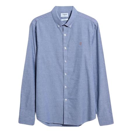 Farah Brewer Slim Fit Organic Cotton Oxford Shirt - Dusk Blue - S