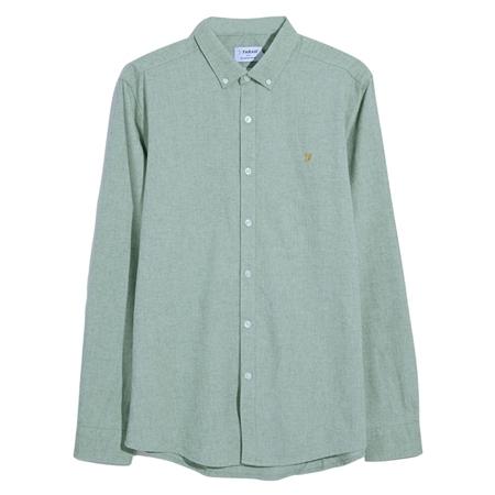 Farah Steen Slim Fit Brushed Organic Cotton Shirt - Green - XL