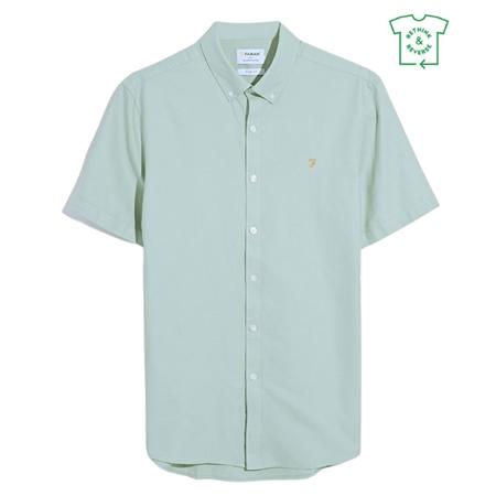 Farah Brewer Short Sleeve Oxford Shirt - Grove Green - L
