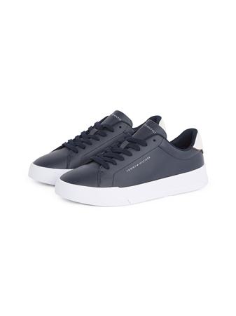 Tommy Hilfiger Contrast Heel Court Trainers - Navy - 42
