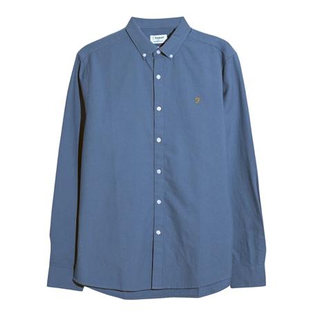 Farah Brewer Organic Cotton Oxford Shirt - Blue - L