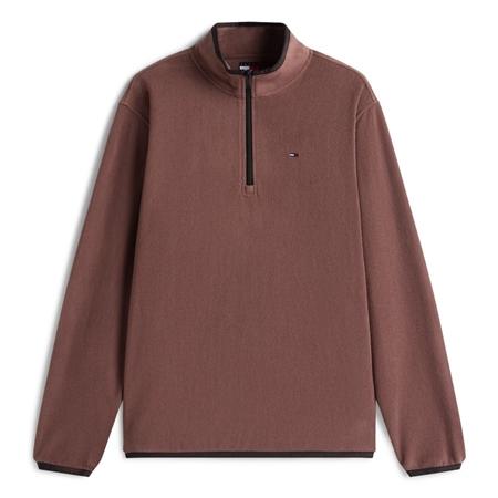 Tommy Jeans Flag Quarter-Zip Polar Fleece Sweatshirt - Brown - XS