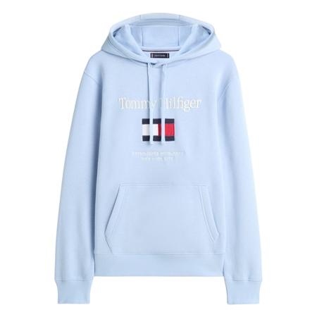Tommy Hilfiger Logo Embroidery Flex Fleece Hoodie - Blue - M