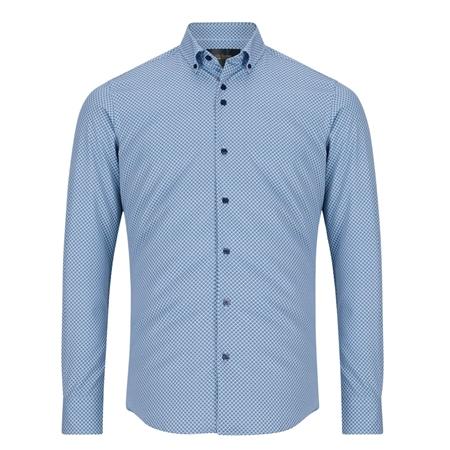 6th Sense Button Down Performance Printed Shirt Per 12 - Blue - XL