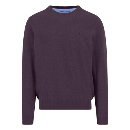 Fynch Hatton Fine Knit Cotton Crewneck Sweater - Purple - L