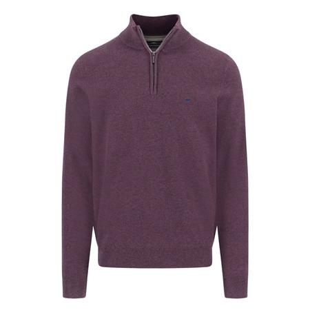 Fynch Hatton Cotton Troyer-Zip Structure Sweater - Purple - M