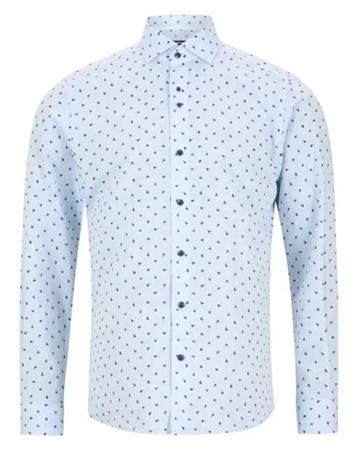 Remus Uomo Frank Tapered Slim Fit Printed Shirt - Blue - 16