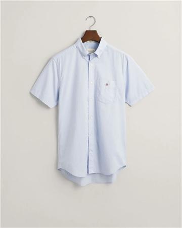 Gant Regular Poplin Short Sleeve Shirt - Blue - XL