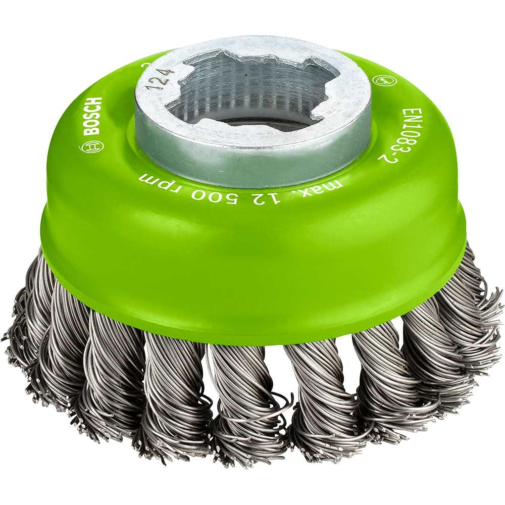 Bosch PRO X Lock Knotted Stainless Steel Wire Cup Brush 75mm X-Lock