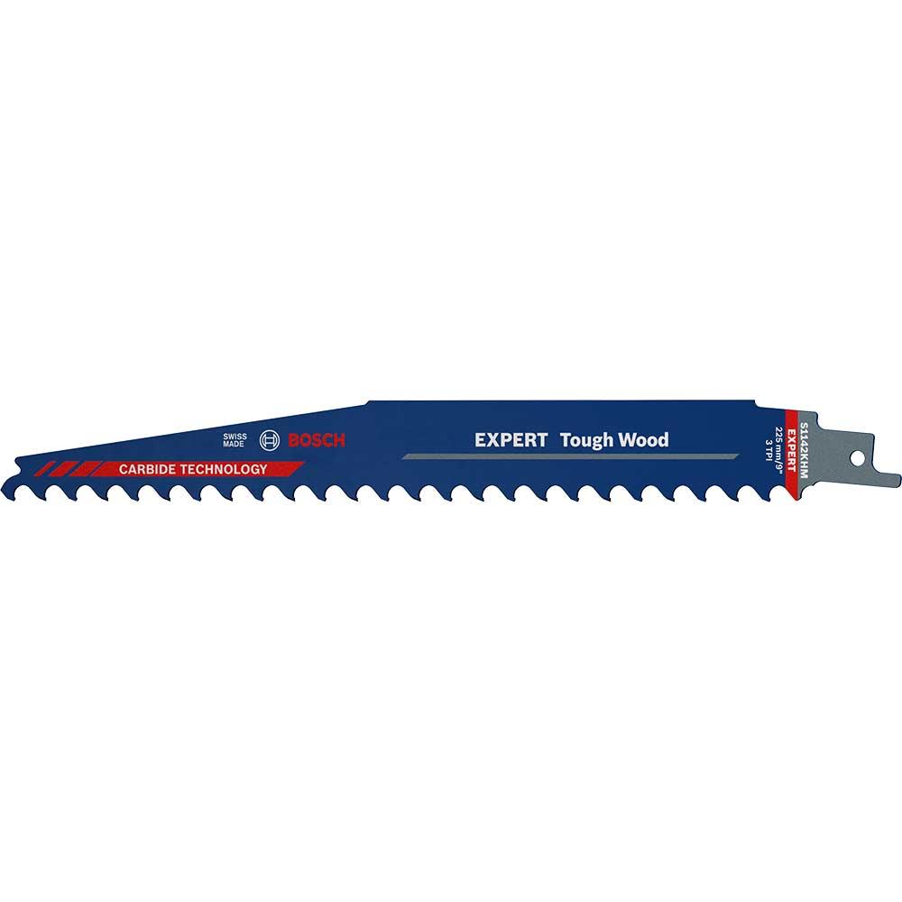 Bosch EXPERT S1142KHM Thick Tough Wood Reciprocating Sabre Saw Blades 225mm Pack of 3